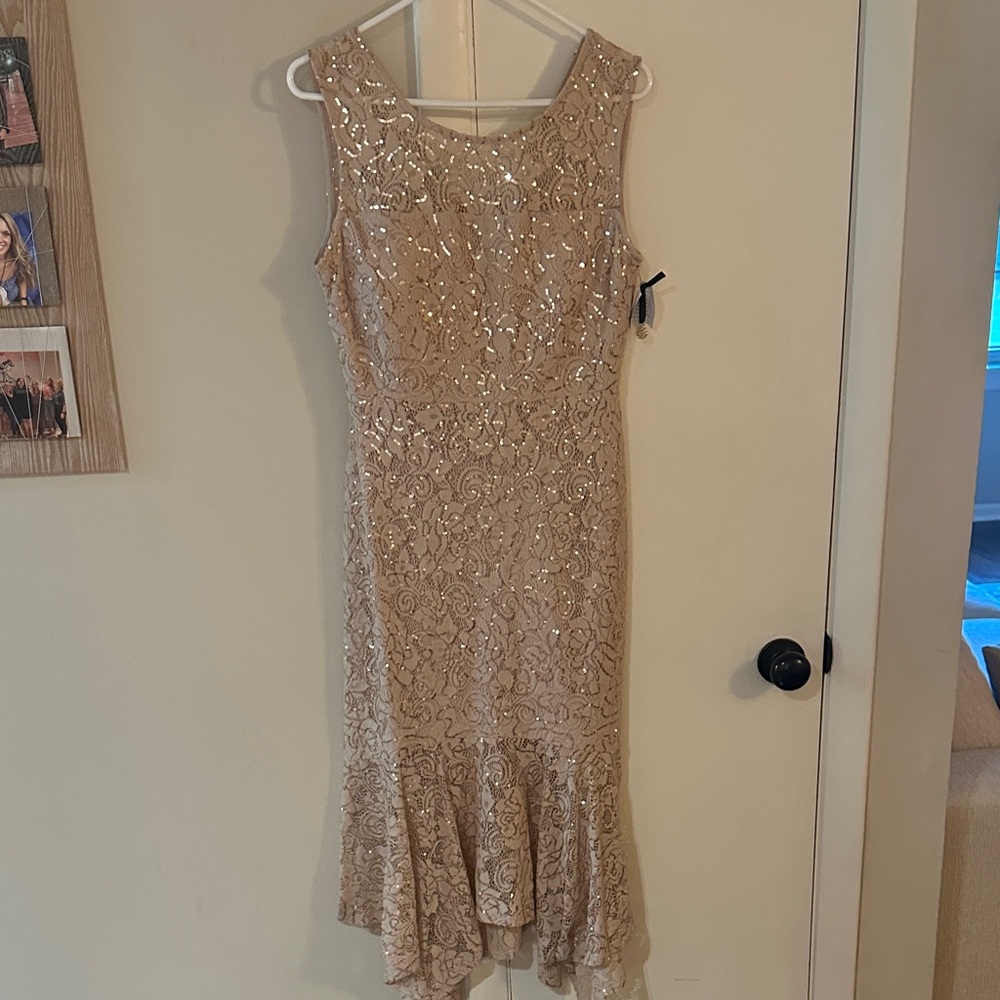 Kensie Gold Sequin Midi Dress